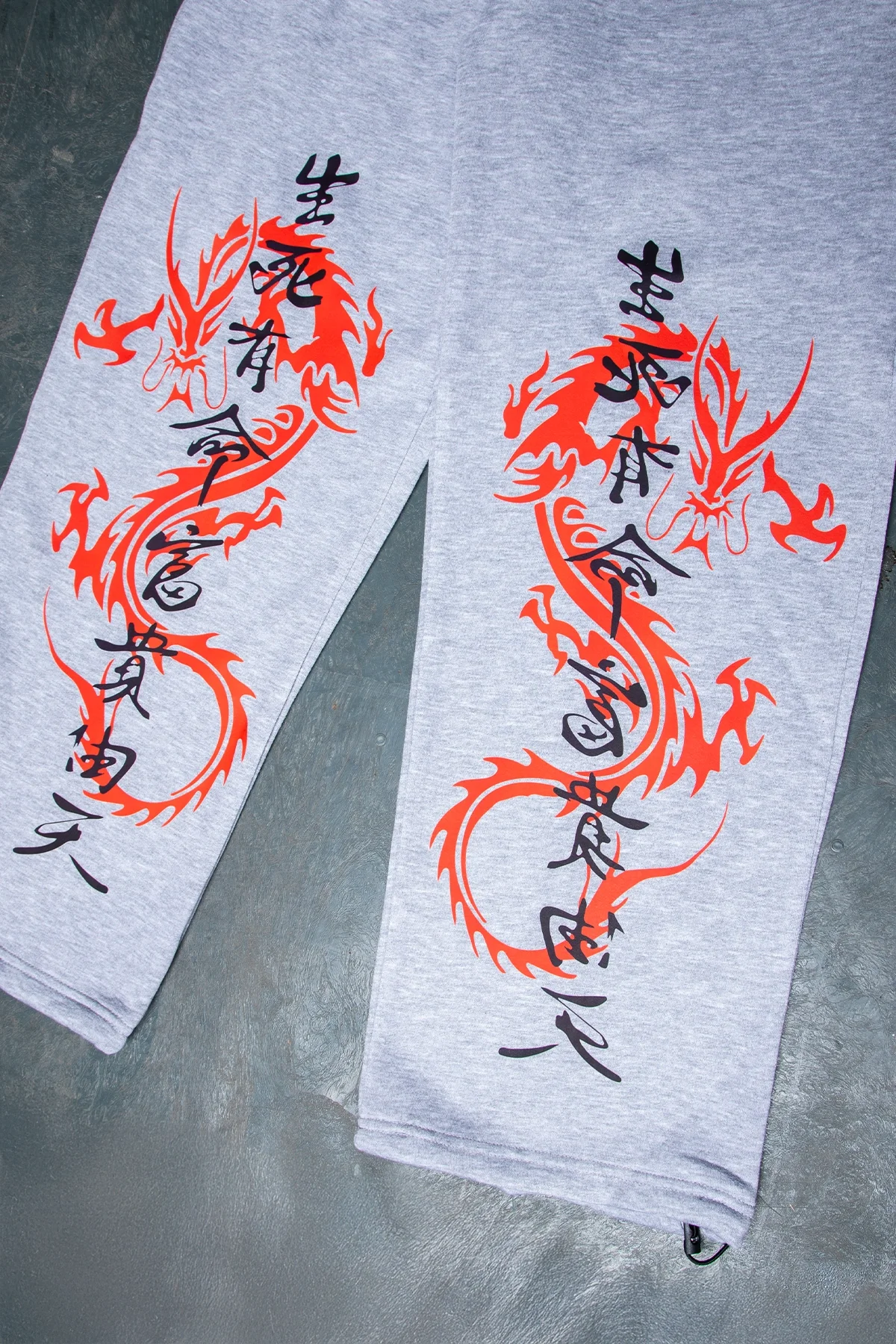 Premium Dragon Wide Leg Erkek Gri Eşofman Altı