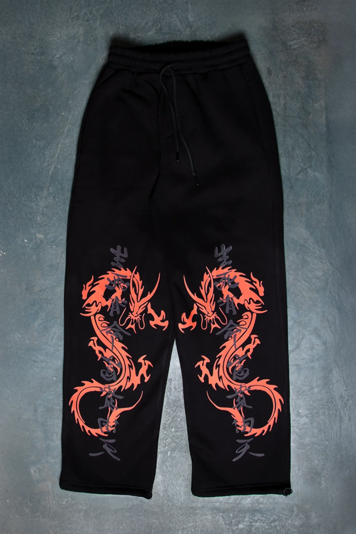 Premium Dragon Wide Leg Erkek Siyah Eşofman Altı