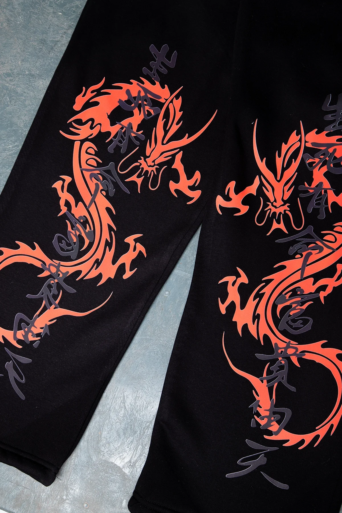 Premium Dragon Wide Leg Erkek Siyah Eşofman Altı