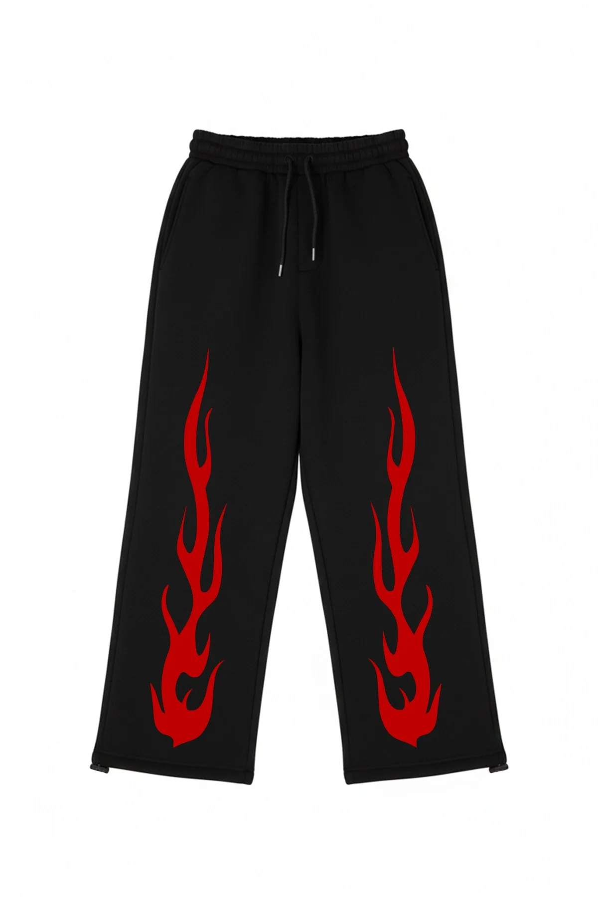 Premium Red Flame Leg Erkek Siyah Eşofman Altı