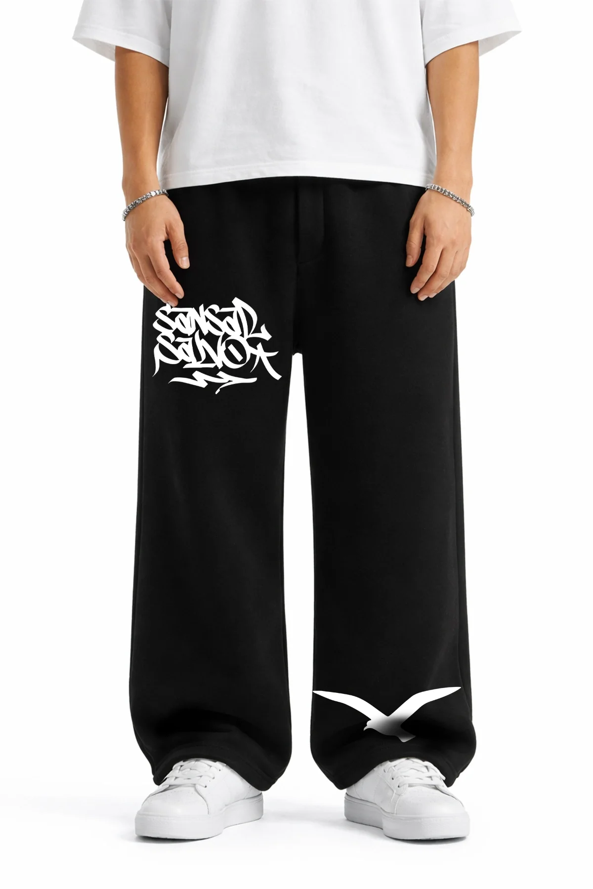 Premium Sansar Salvo Wide Leg Erkek Siyah Eşofman Altı