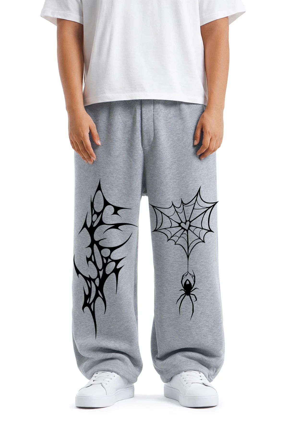 Premium Spider Web Leg Erkek Gri Eşofman Altı