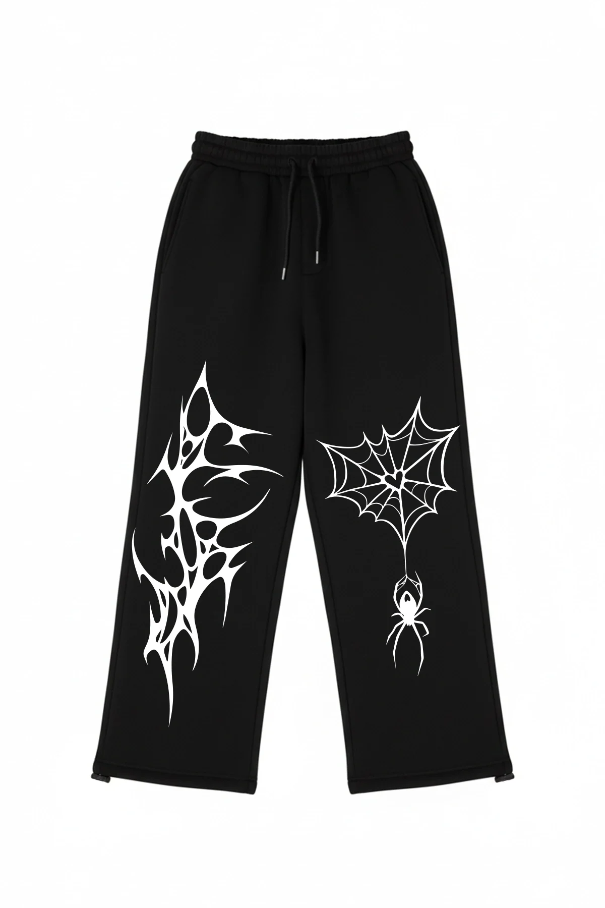 Premium Spider Web Wide Leg Erkek Siyah Eşofman Altı