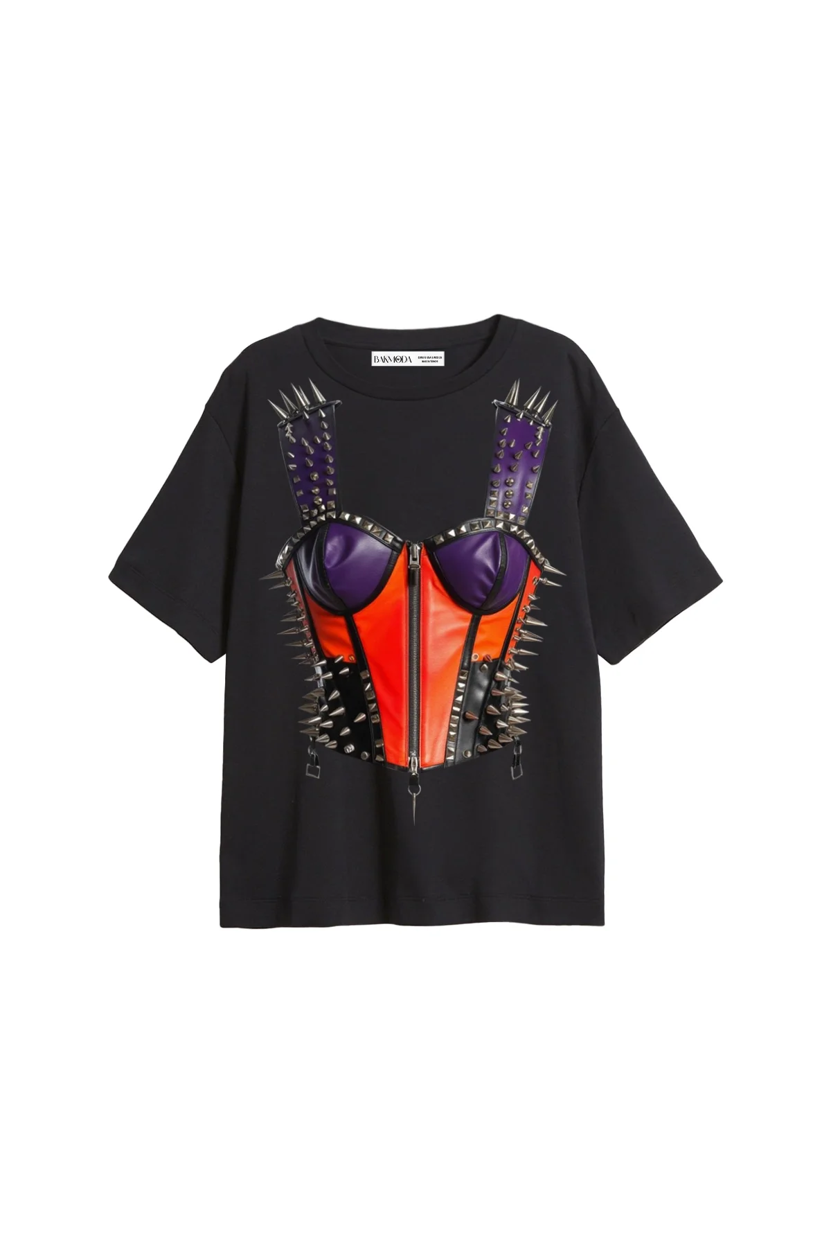 Risk Corset Baskılı Relaxed Fit Siyah Kadın Tshirt