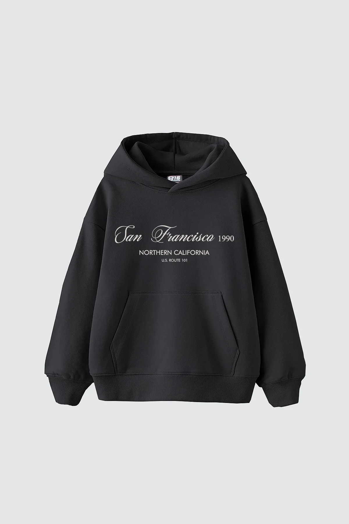 San Francisco 1990 Baskılı Oversize Unisex Füme Hoodie