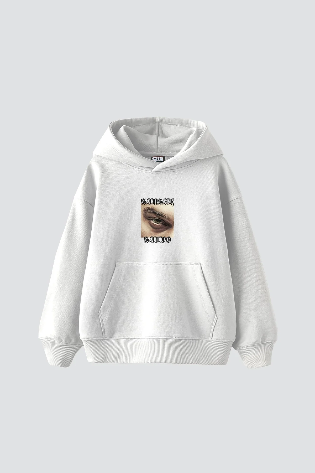 Sansar Salvo Baskılı Oversize Unisex Beyaz Hoodie