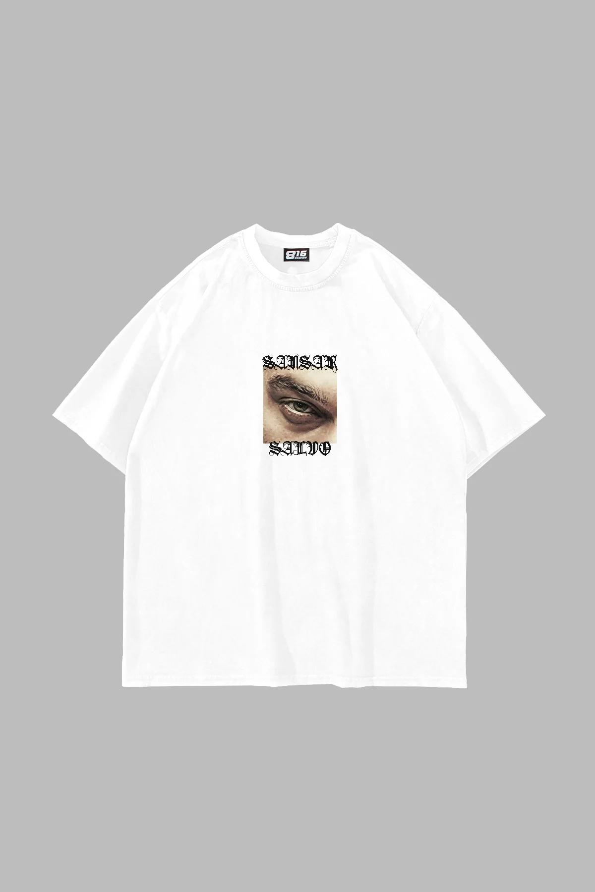 Sansar Salvo Baskılı Oversize Unisex Beyaz Tshirt