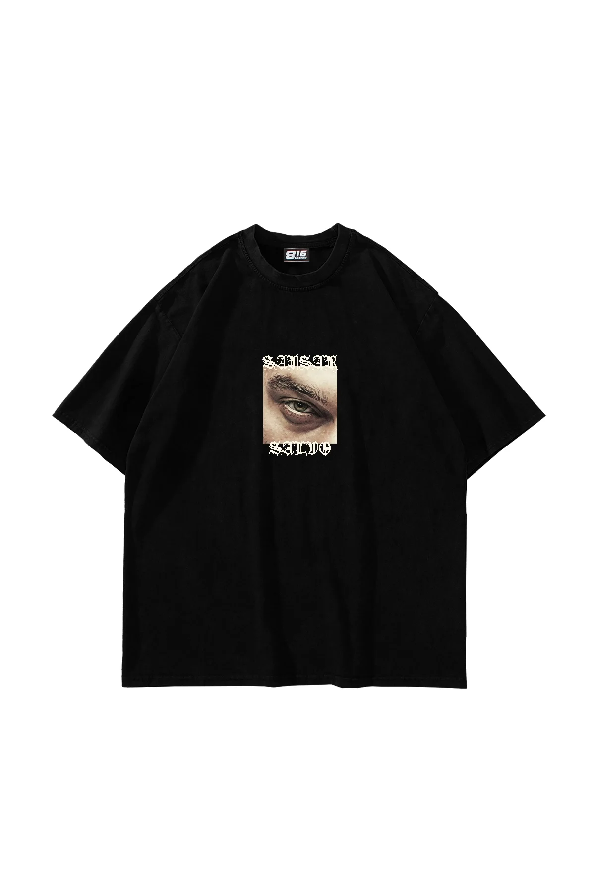 Sansar Salvo Baskılı Oversize Unisex Siyah Tshirt