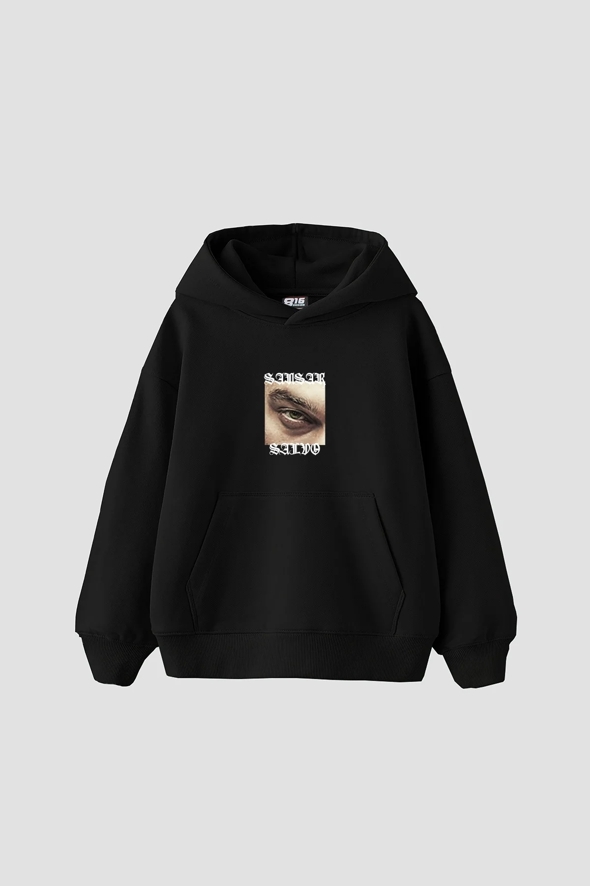 Sansar Salvo Baskılı Oversize Unisex Siyah Hoodie