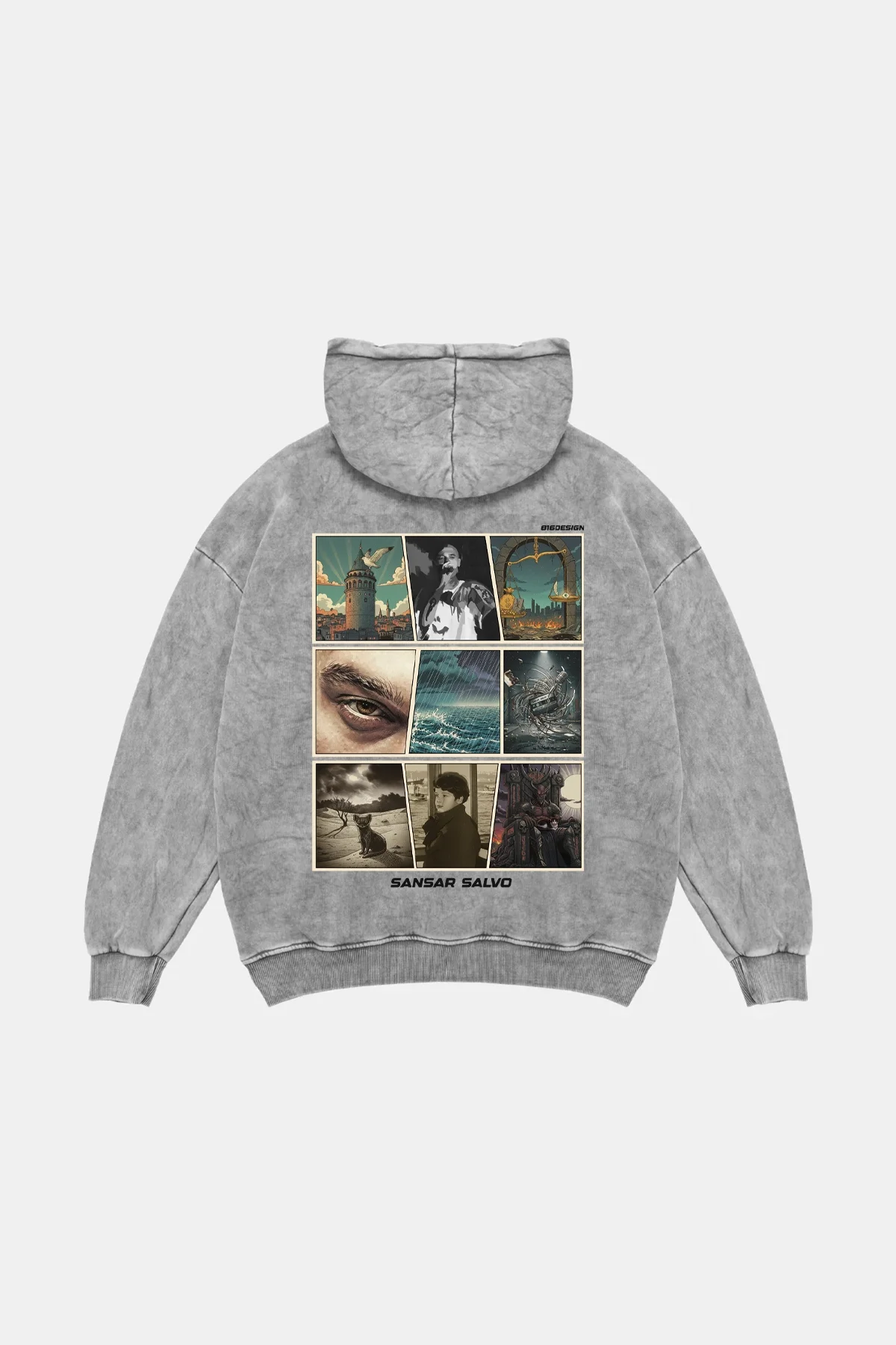 Sansar Salvo Oversize Unisex Yıkamalı Beyaz Hoodie