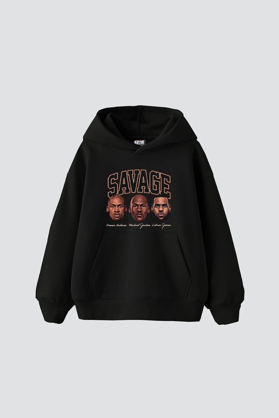 Savage Boys Baskılı Oversize Unisex Siyah Hoodie