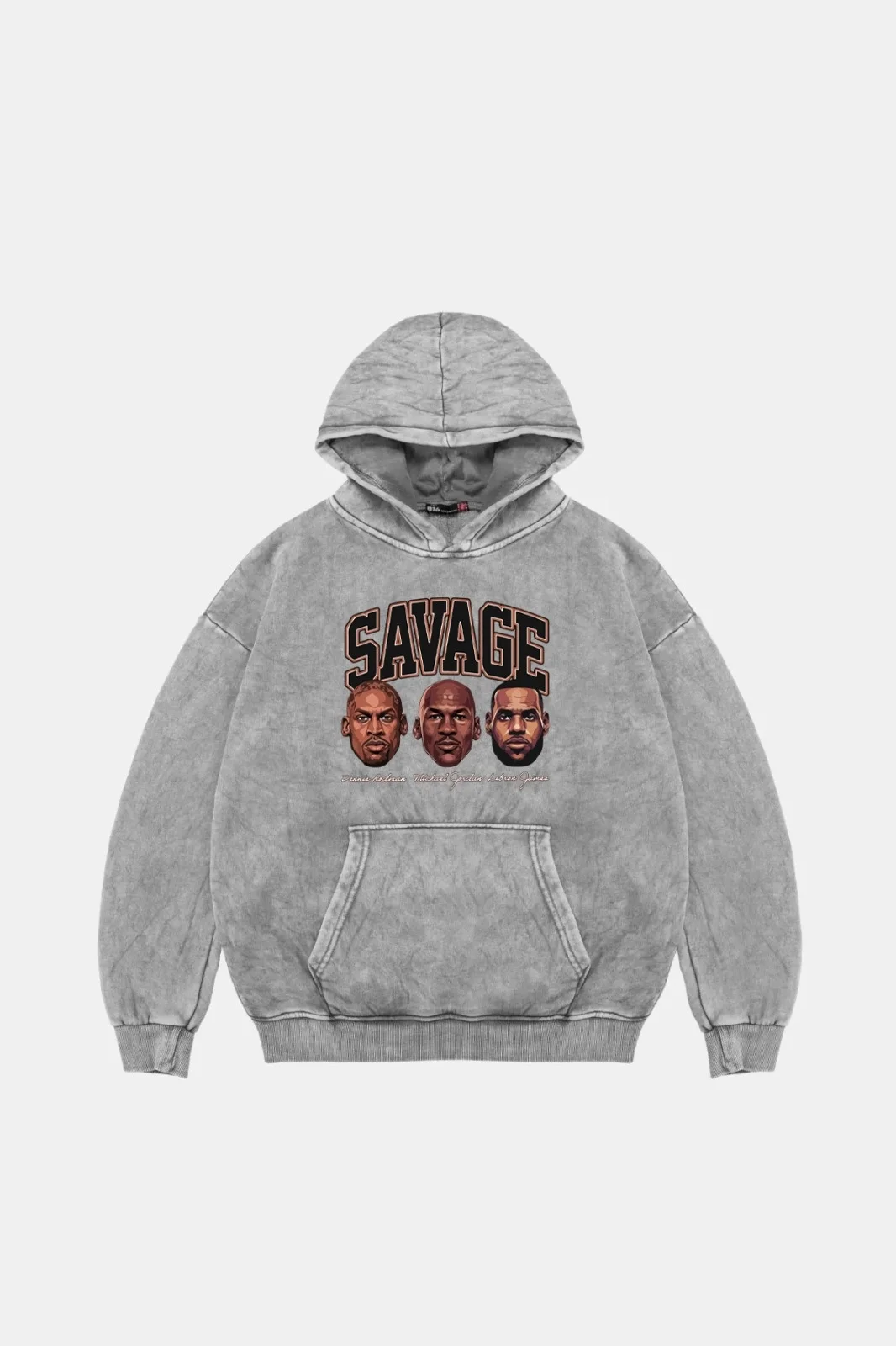 Savage Boys Baskılı Oversize Unisex Yıkamalı Beyaz Hoodie