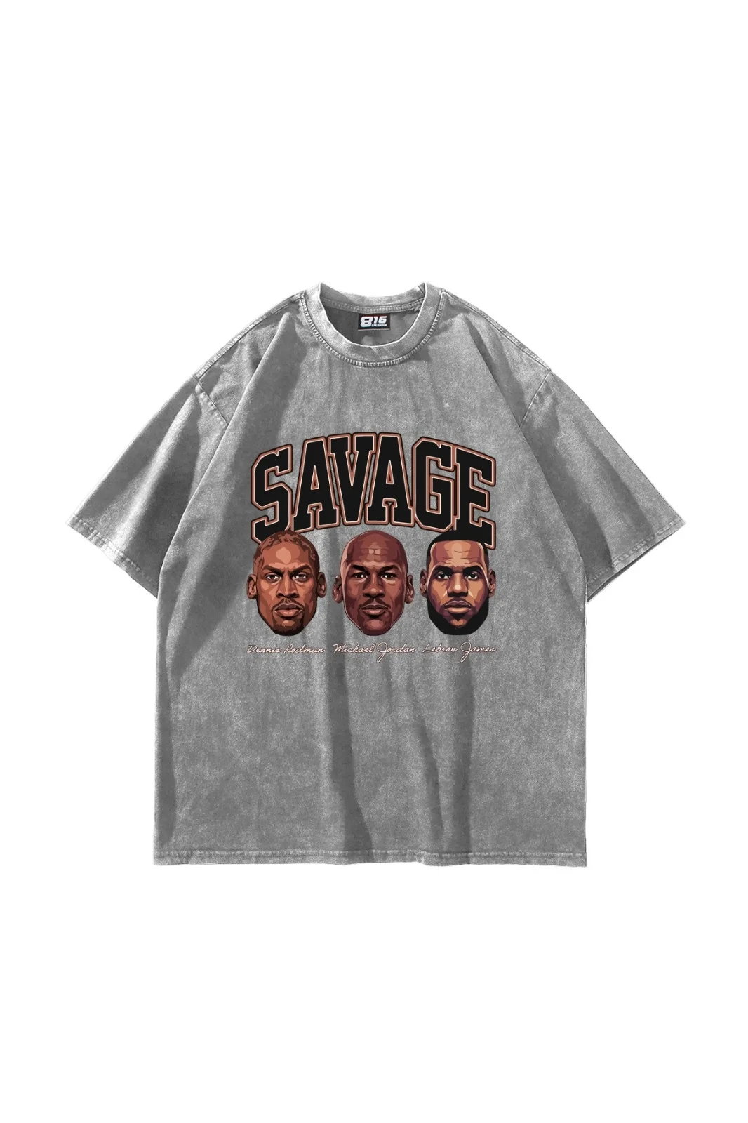 Savage Boys Baskılı Oversize Unisex Yıkamalı Beyaz Tshirt