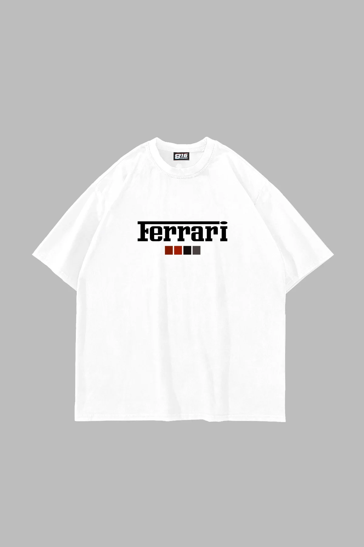 SF90 Baskılı Beyaz Oversize Unisex Tshirt