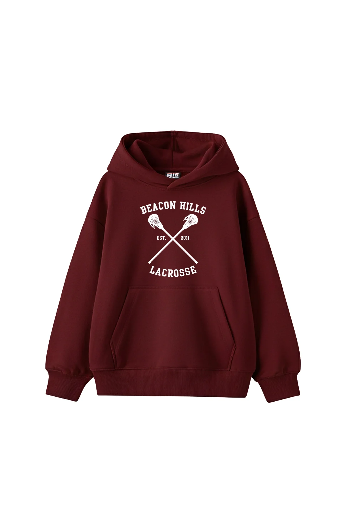 Stilinski Baskılı Oversize Unisex Bordo Hoodie