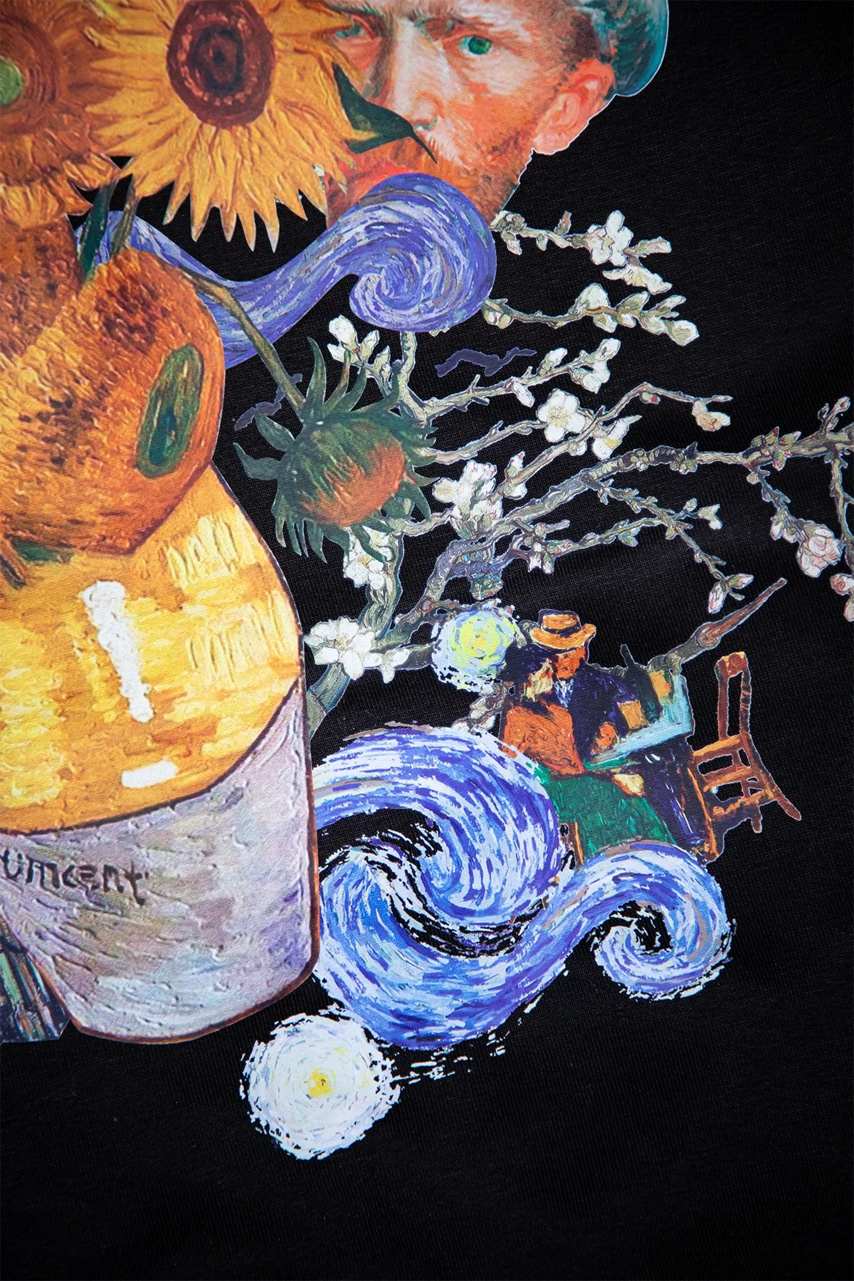 Vincent Dream Baskılı Oversize Unisex Siyah Hoodie