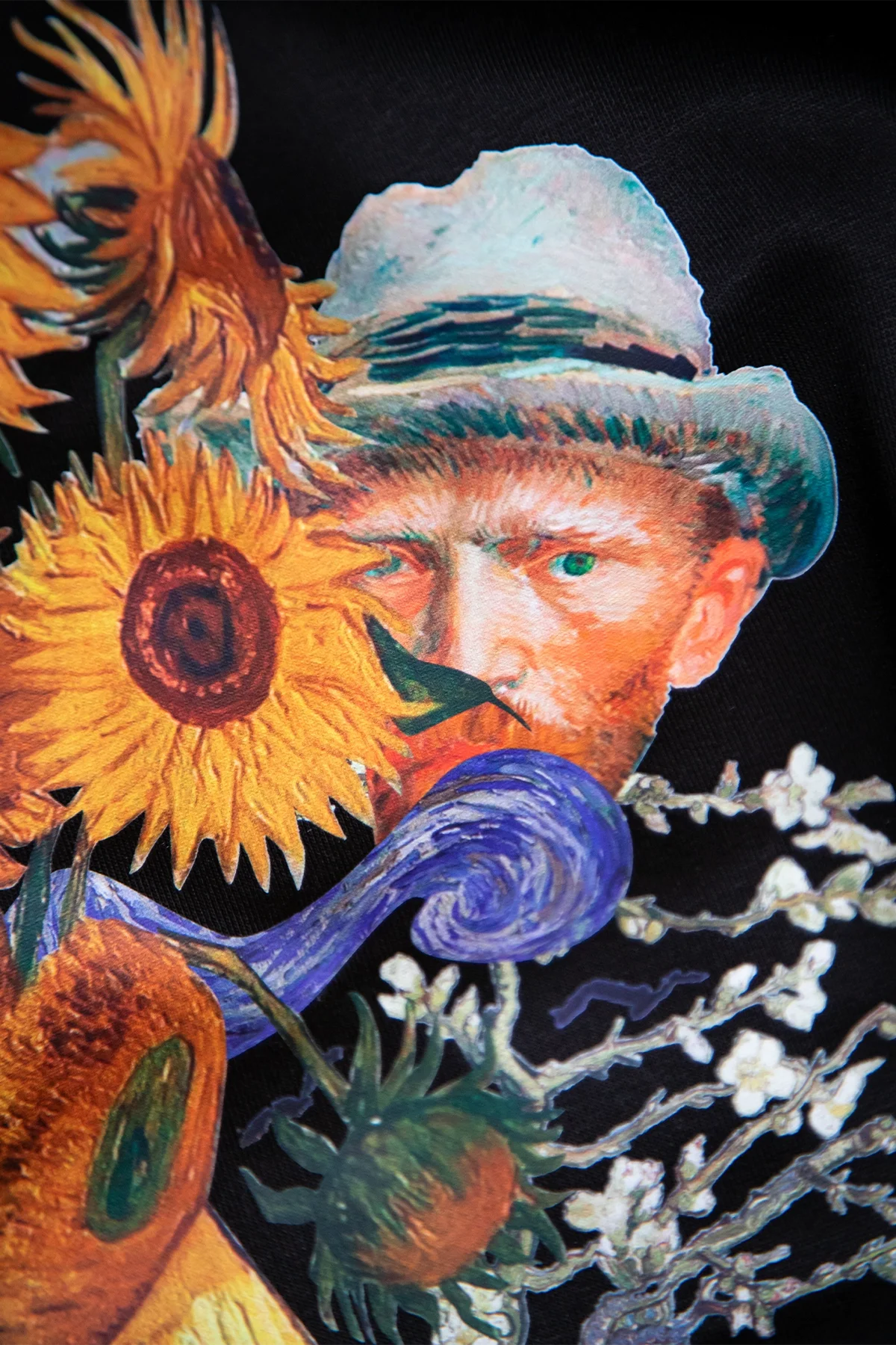 Vincent Dream Baskılı Oversize Unisex Siyah Hoodie