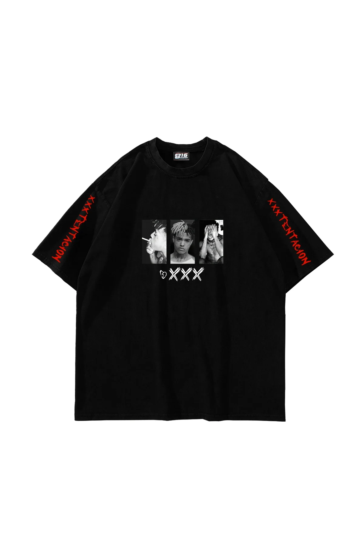 XXXTentacion Baskılı Oversize Unisex Siyah Tshirt