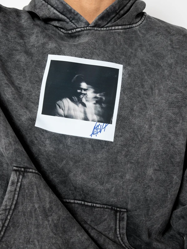 Asap Rocky Baskılı Oversize Unisex Premium Yıkamalı Siyah Hoodie