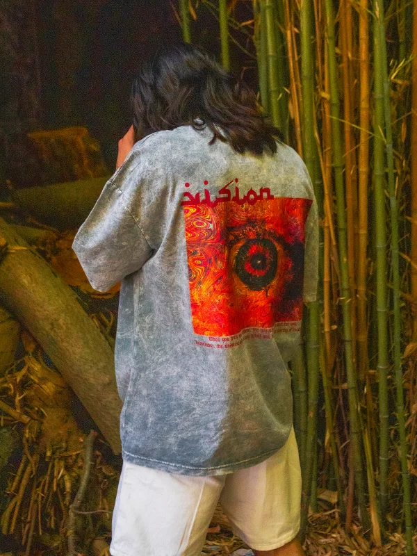 Vision Baskılı Oversize 24/1 Premium Yıkamalı Beyaz Tshirt