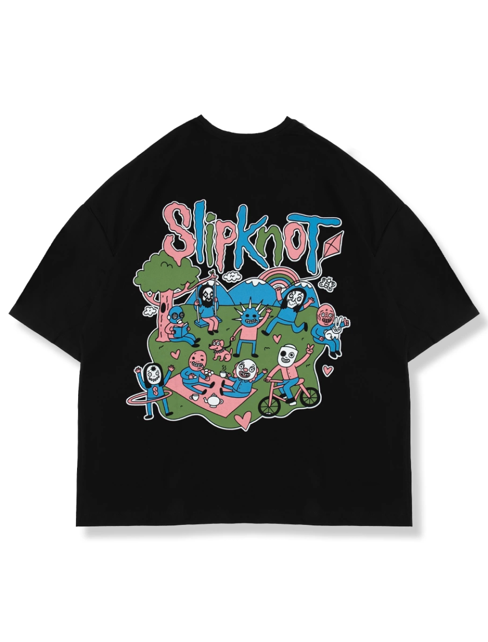 Slipknot Sırt Baskılı Siyah Unisex Oversize Tshirt