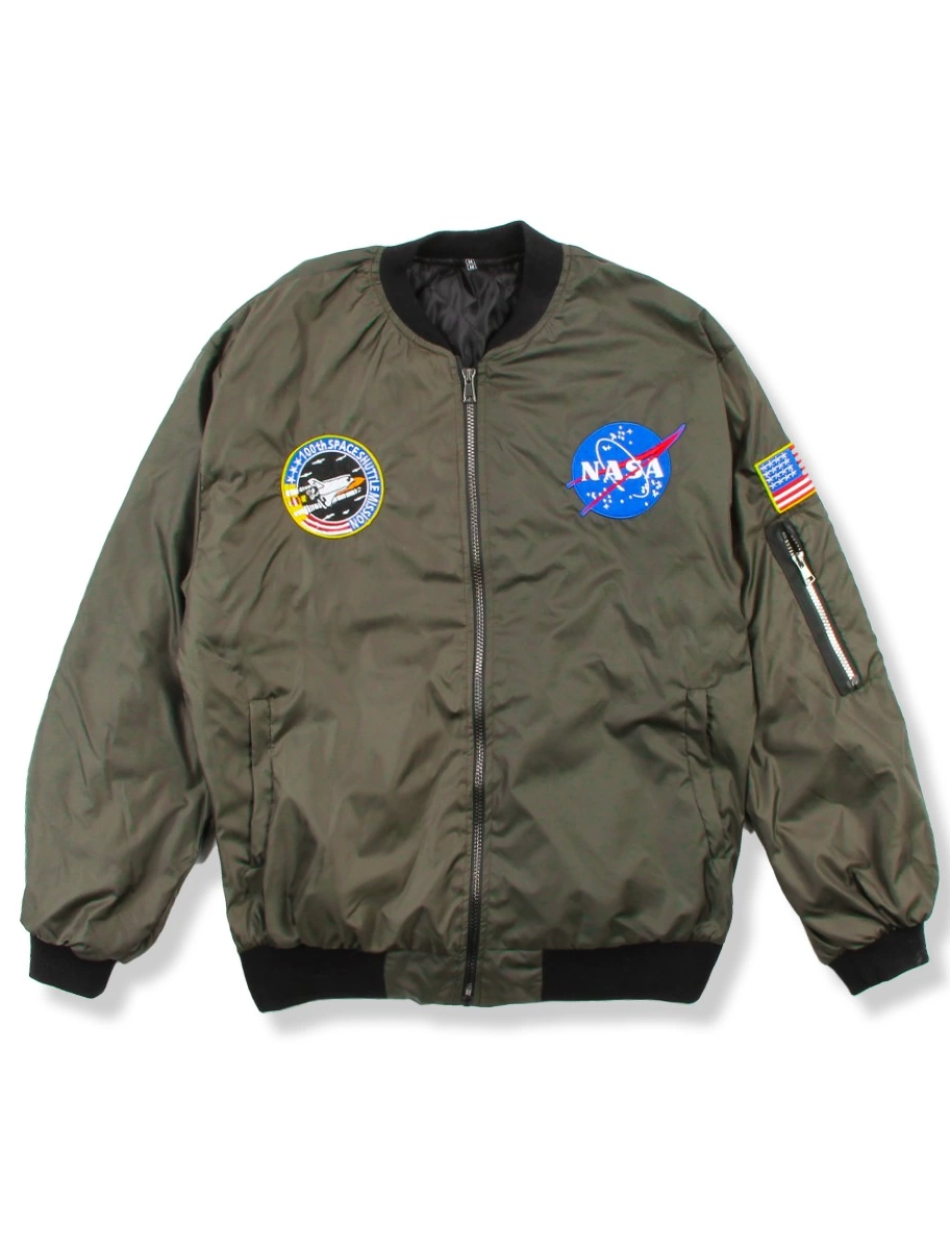 Space Patch Detay Haki Unisex Bomber Ceket