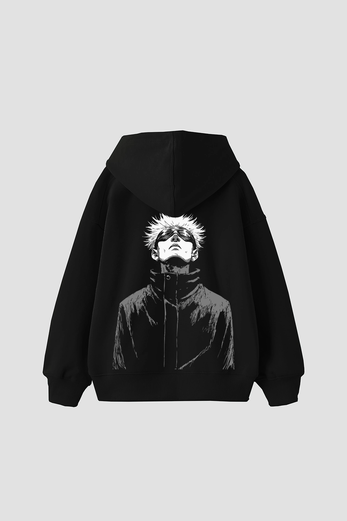★SATORU★ Satoru Gojo Baskılı Oversize Unisex Siyah Hoodie | Rahat ve Tarz