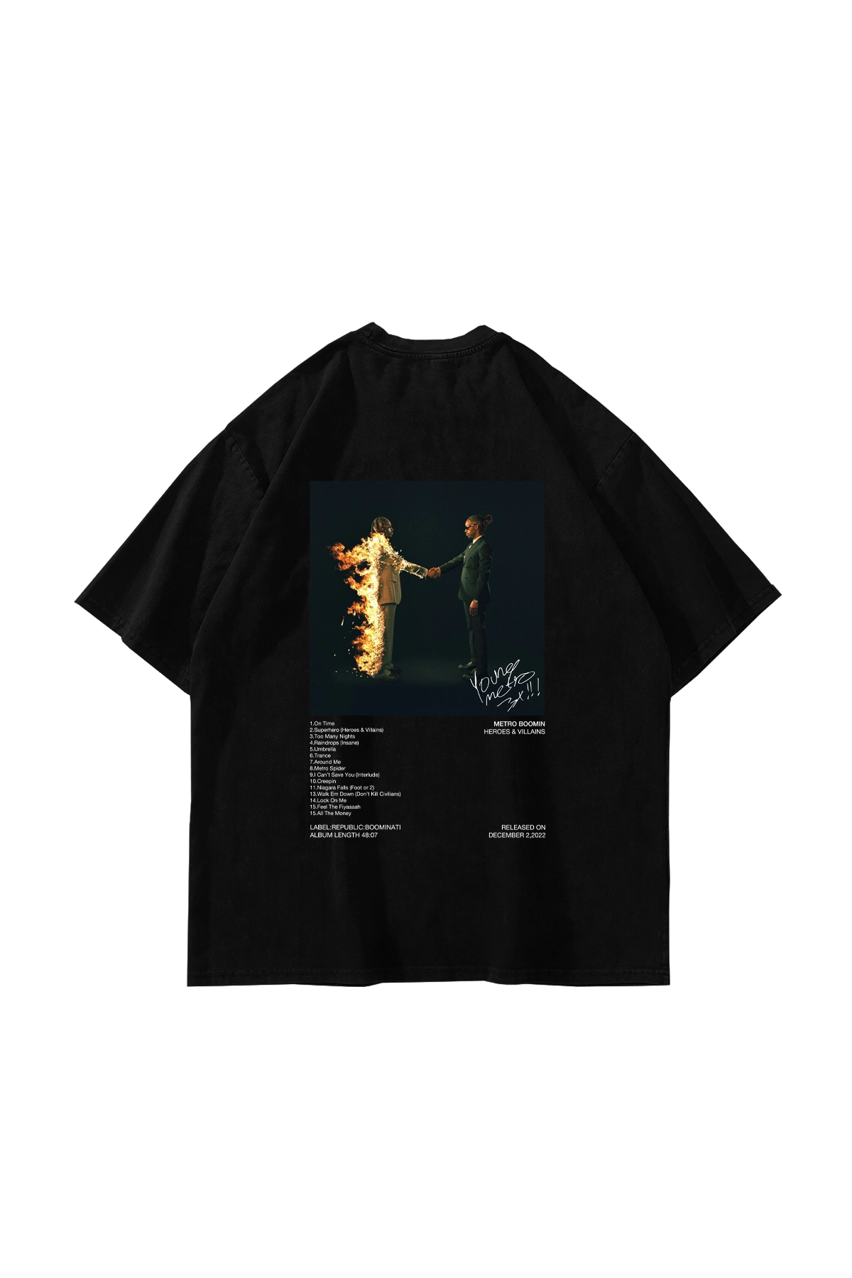 Metro Boomin Baskılı Oversize Unisex Siyah Tshirt