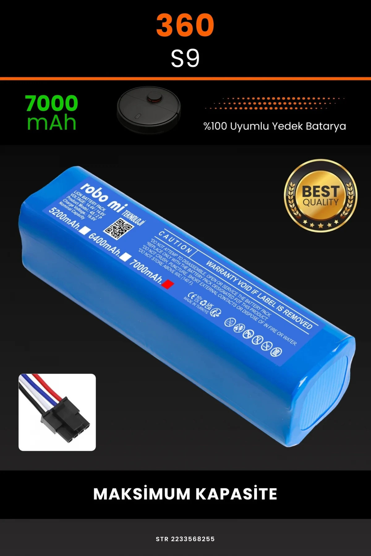 360 S9 7000mAh Robot Süpürge Bataryası - Gerçek Kapasite, Maksimum Güvenlik