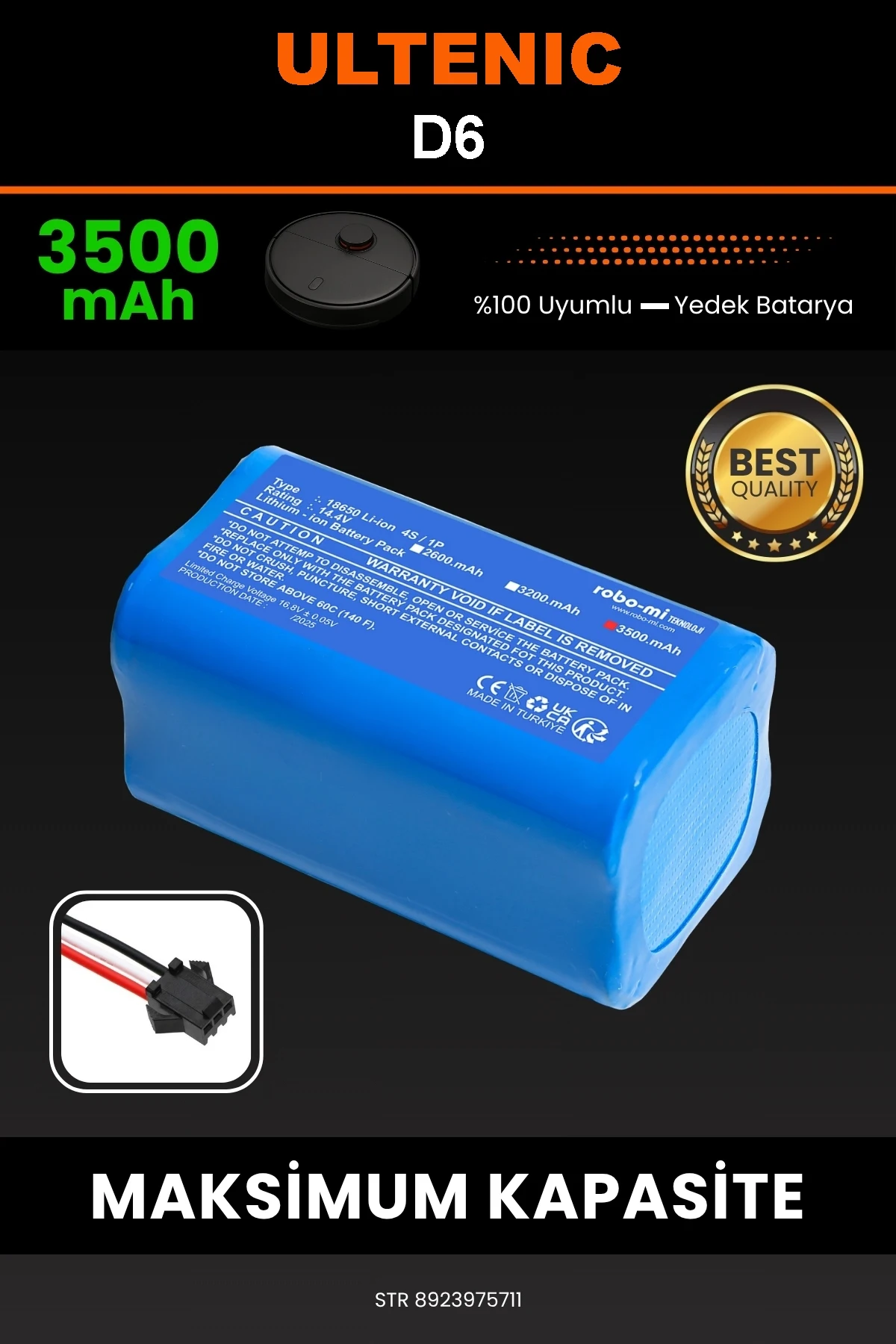 Ultenic D6 3500mAh Robot Süpürge Bataryası - Gerçek Kapasite, Maksimum Güvenlik