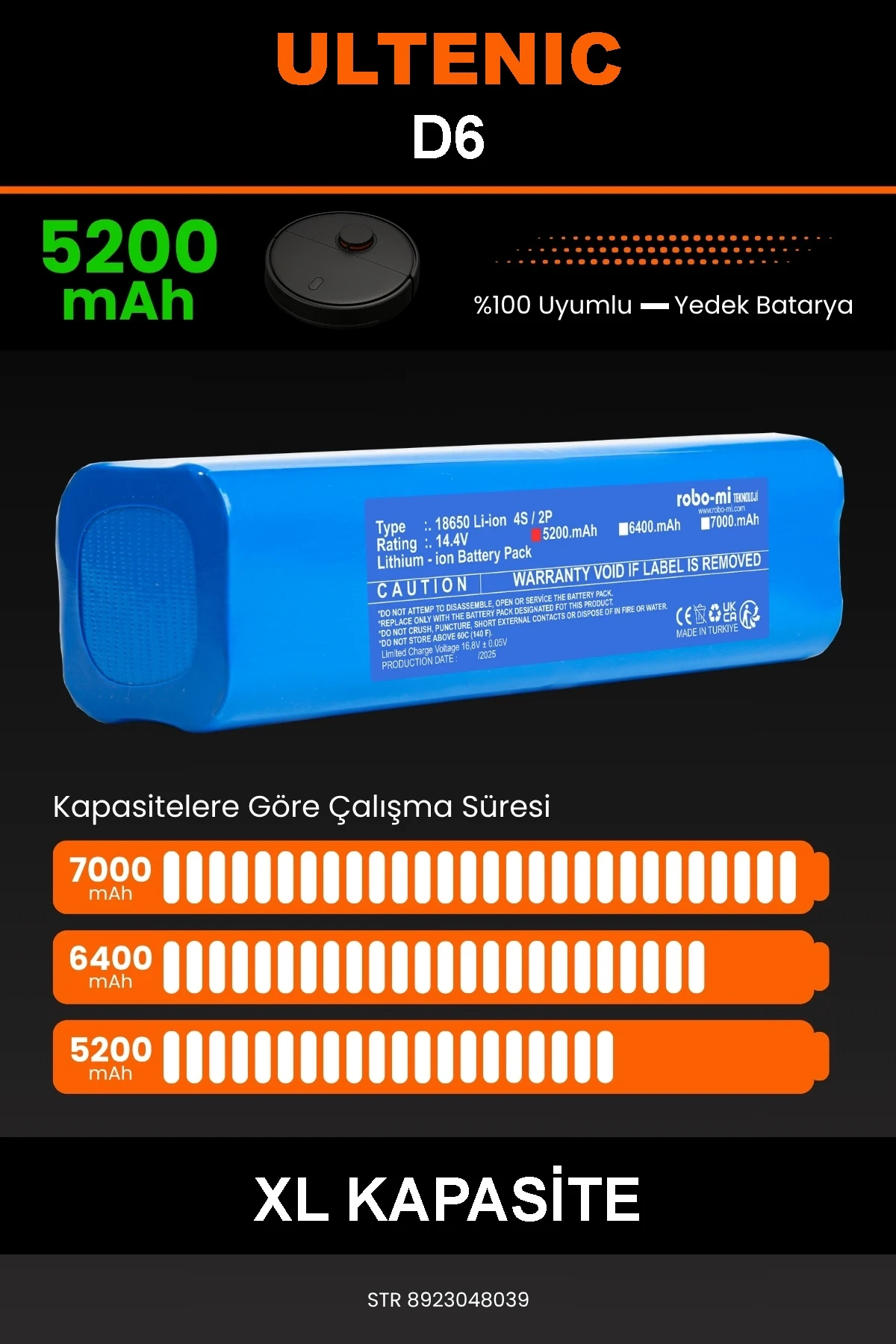 Ultenic D6 5200mAh Robot Süpürge Bataryası - Gerçek Kapasite, Maksimum Güvenlik
