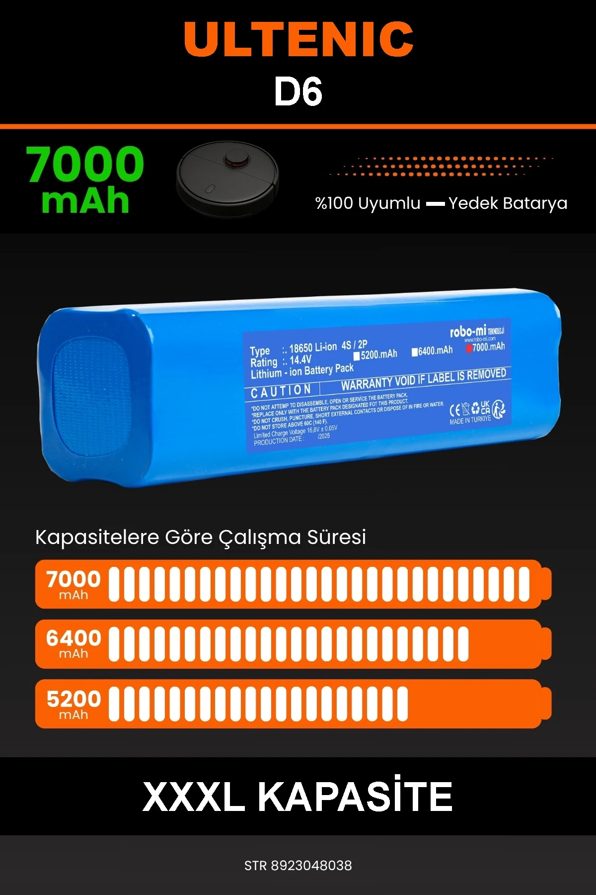 Ultenic D6 7000mAh Robot Süpürge Bataryası - Gerçek Kapasite, Maksimum Güvenlik