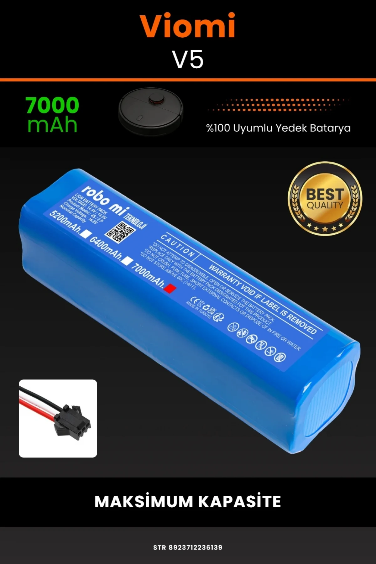 Viomi V5 Uyumlu, 7000mAh Robot Süpürge Bataryası - Maksimum Kapasite