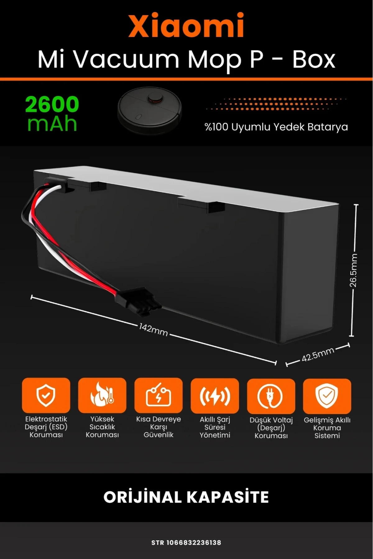 Xiaomi Mi Vacuum Mop Pro 3500mAh Robot Süpürge Bataryası BOX - Gerçek Kapasite, Maksimum Güvenlik