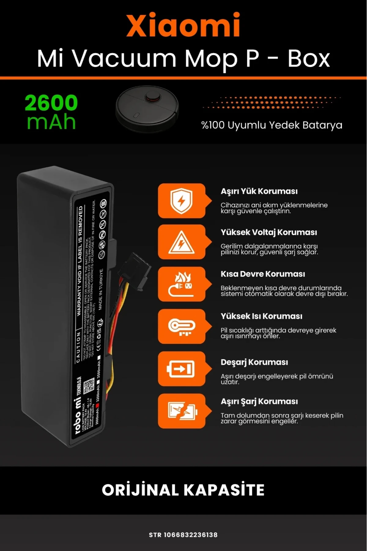 Xiaomi Mi Vacuum Mop Pro 3500mAh Robot Süpürge Bataryası BOX - Gerçek Kapasite, Maksimum Güvenlik