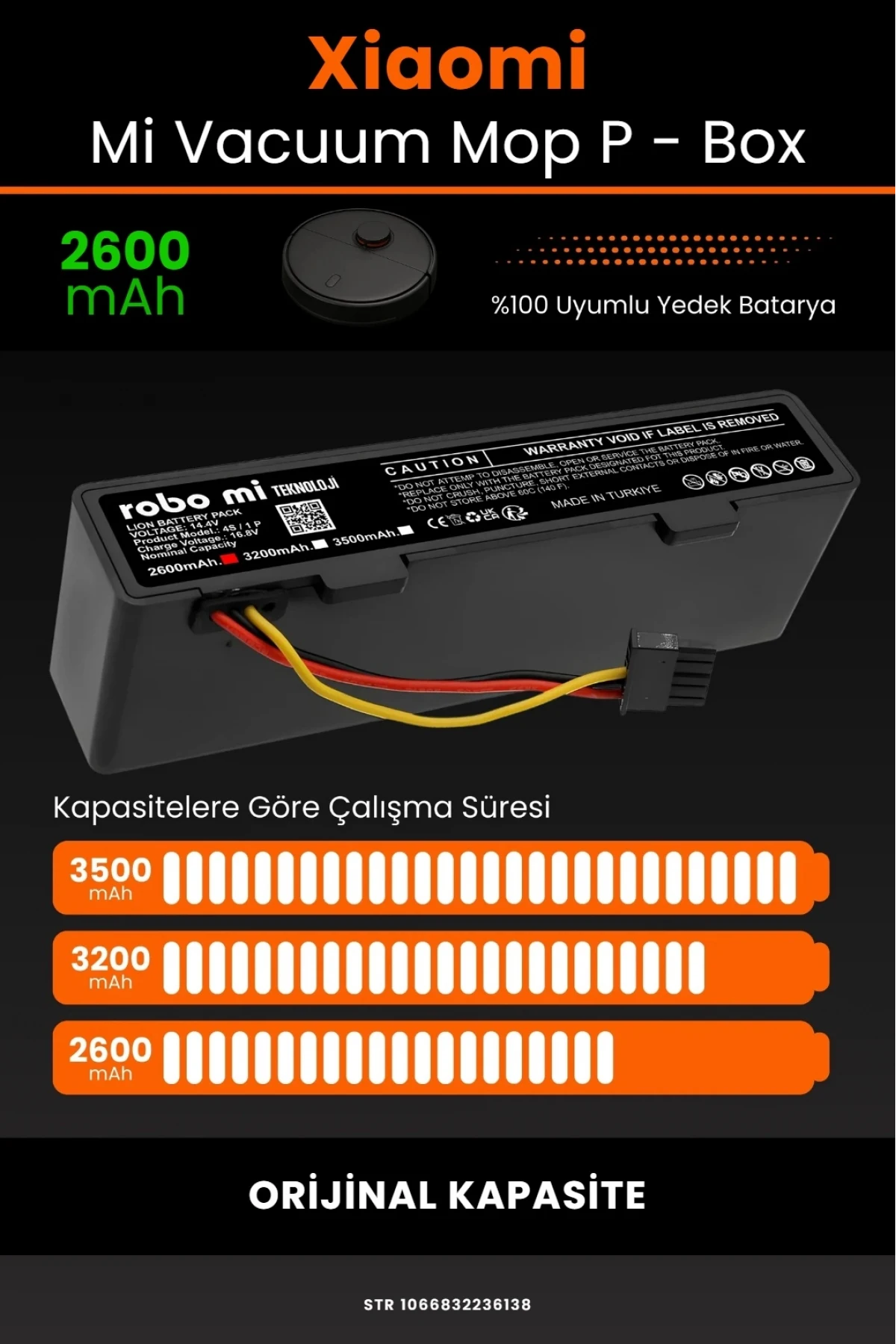 Xiaomi Mi Vacuum Mop Pro 3500mAh Robot Süpürge Bataryası BOX - Gerçek Kapasite, Maksimum Güvenlik