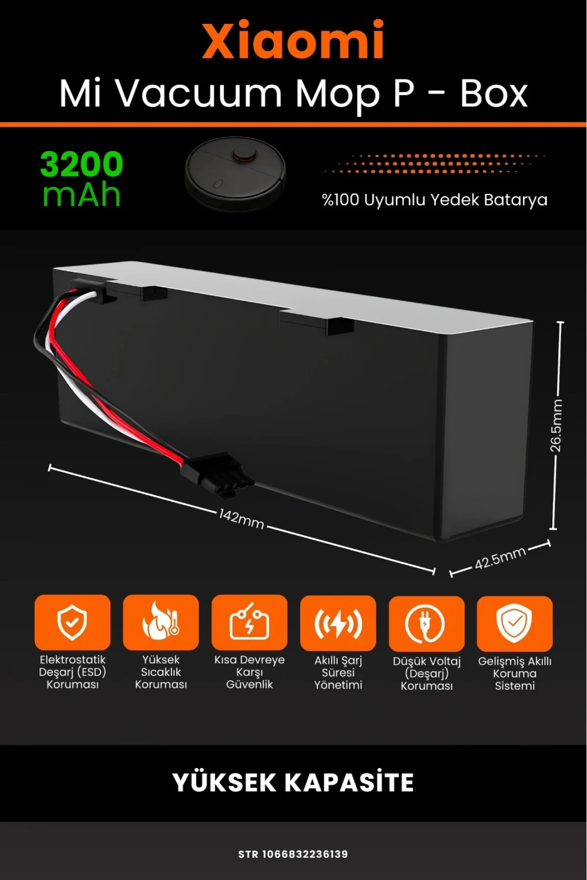 Xiaomi Mi Vacuum Mop Pro 3200mAh Robot Süpürge Bataryası BOX - Gerçek Kapasite, Maksimum Güvenlik
