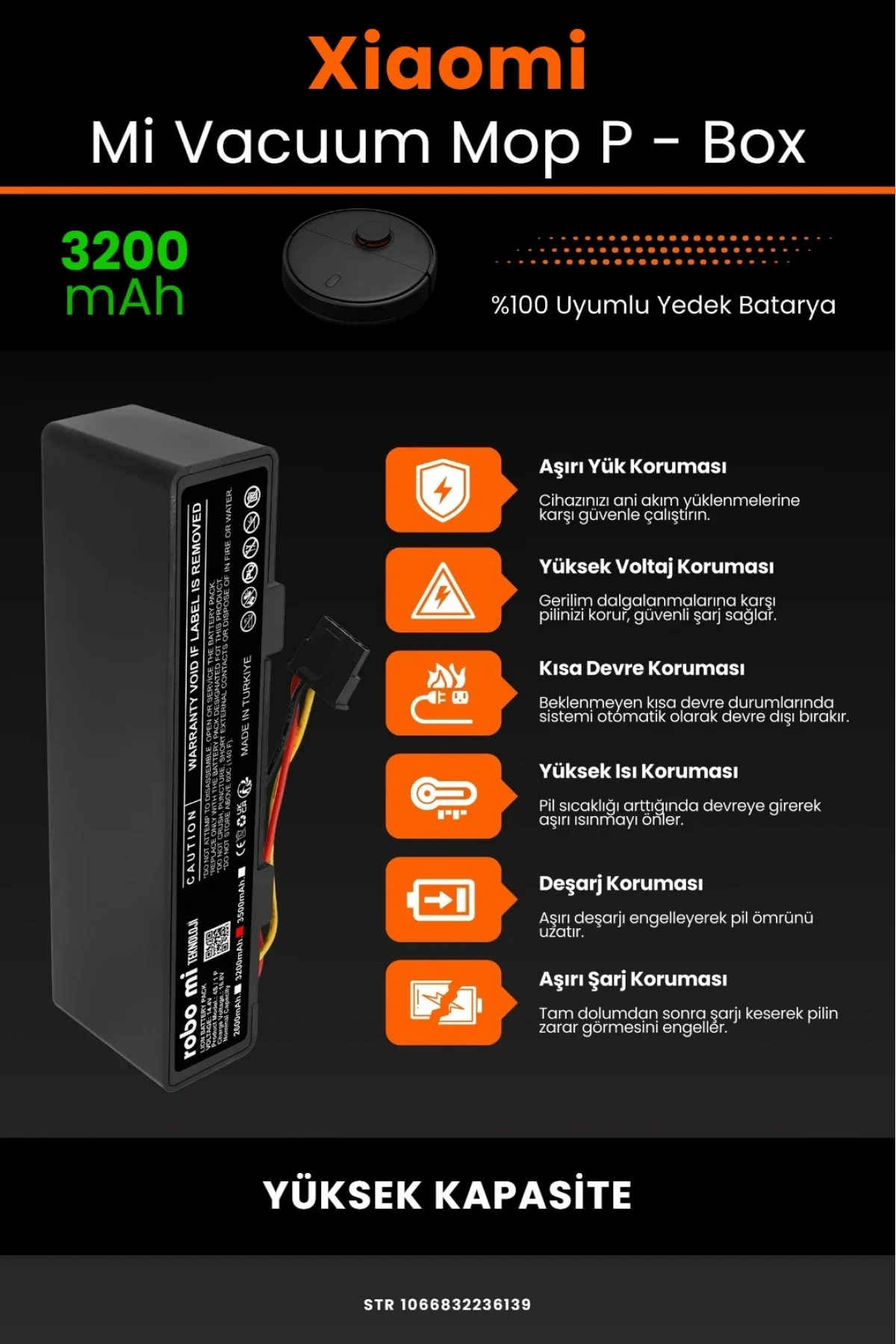 Xiaomi Mi Vacuum Mop Pro 3200mAh Robot Süpürge Bataryası BOX - Gerçek Kapasite, Maksimum Güvenlik