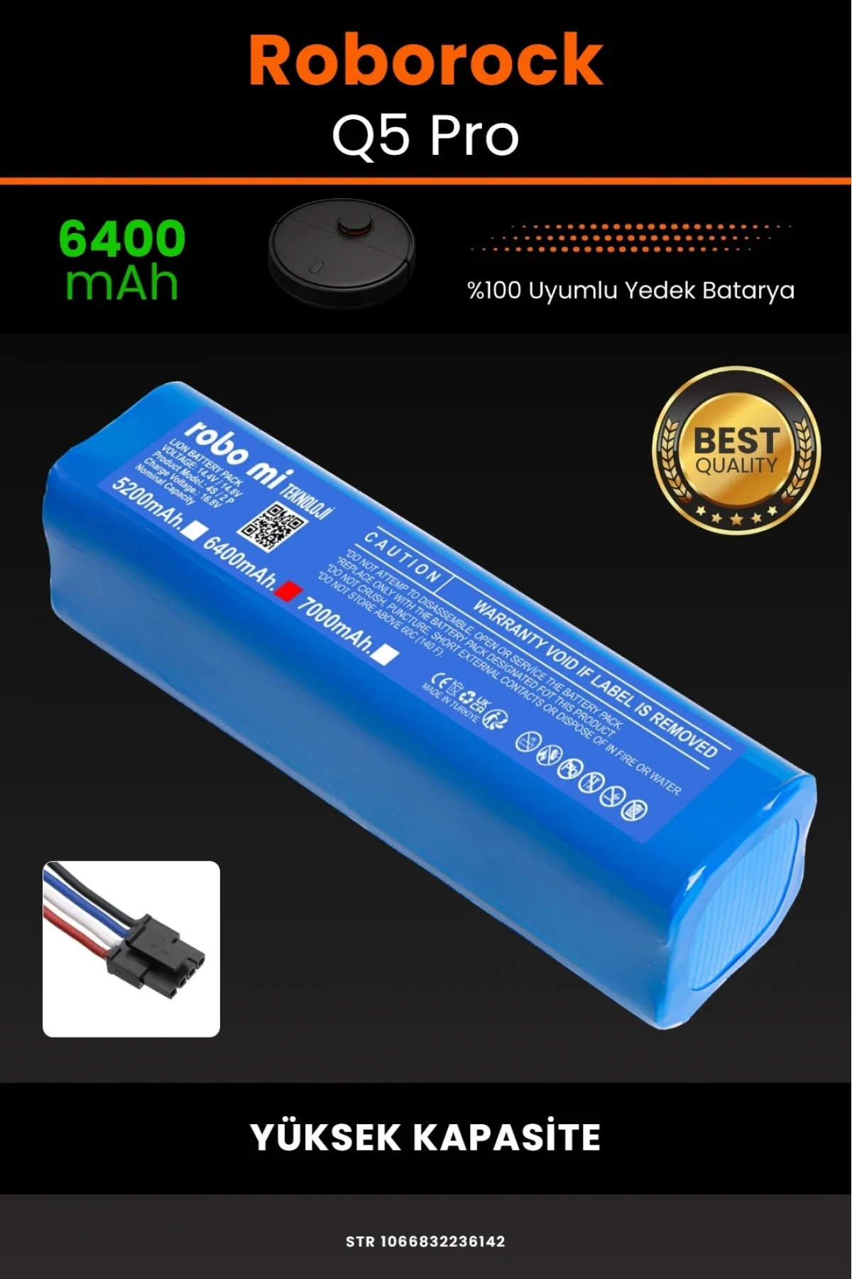 Roborock Q5 Pro 6400mAh Robot Süpürge Bataryası - Yüksek Kapasiteli Kutusuz Model