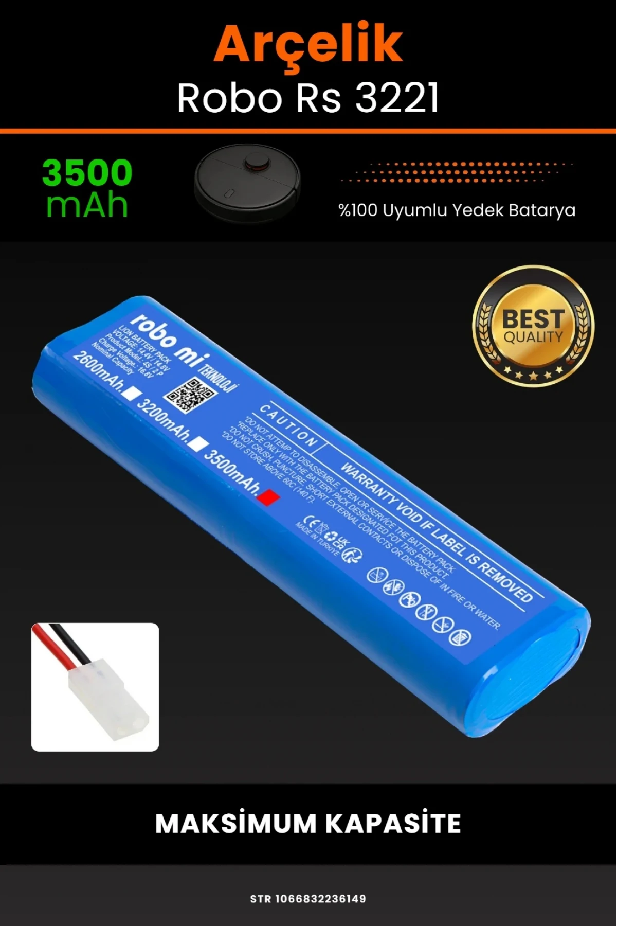 Arçelik Imperium Robo RS 3221 Uyumlu 3500mAh Yedek Batarya - Maksimum Kapasite
