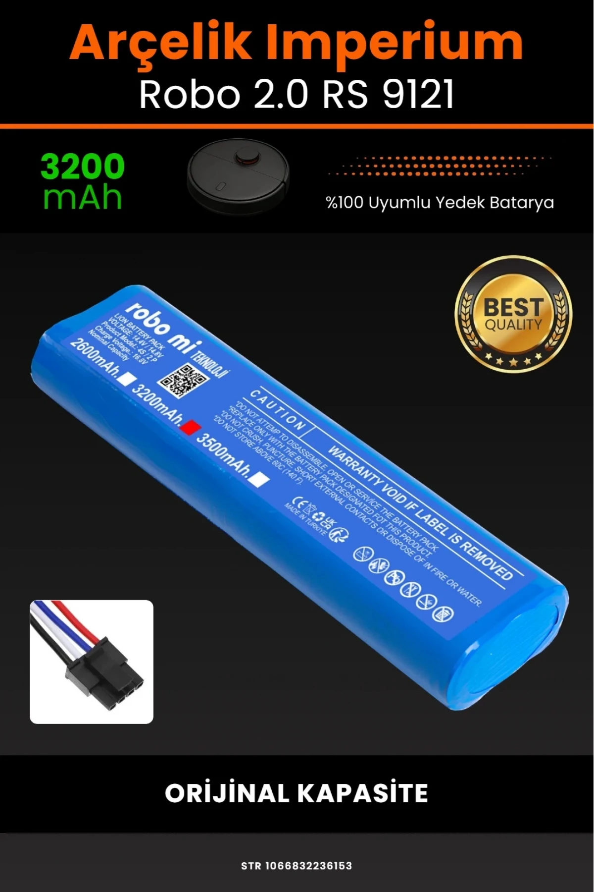 Arçelik İmperium Robo 2.0 RS 9121 Uyumlu 3200mAh Robot Süpürge Bataryası - Orijinal Kapasite