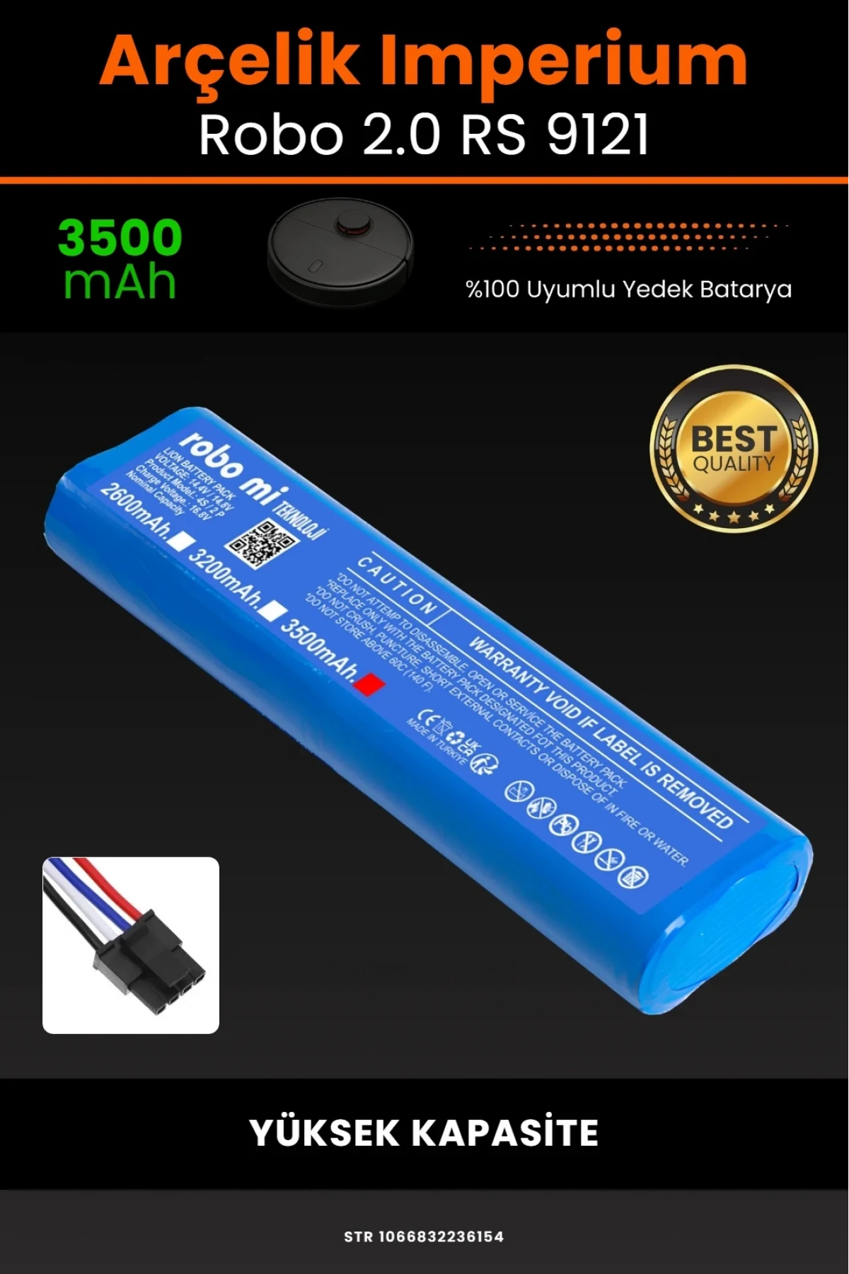 Arçelik İmperium Robo 2.0 RS 9121 Uyumlu 3500mAh Robot Süpürge Bataryası - Yüksek Kapasite