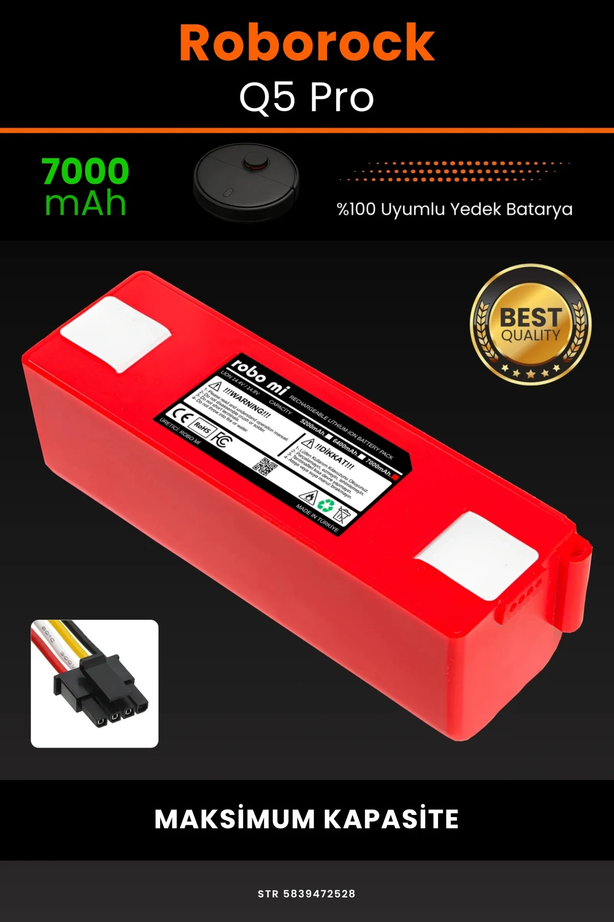 Roborock Q5 Pro Plus 7000mAh Robot Süpürge Bataryası - Maksimum Kapasite - Box