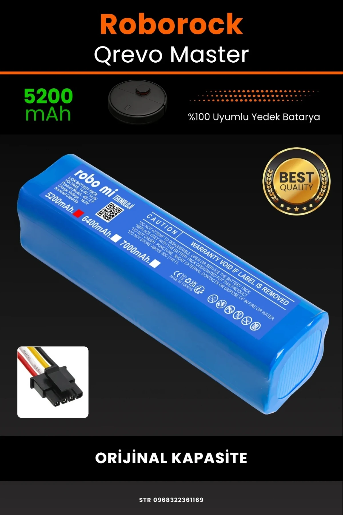 Roborock Qrevo Master Uyumlu 5200mAh  Robot Süpürge Bataryası - Kutusuz Model - Orijinal Kapasite