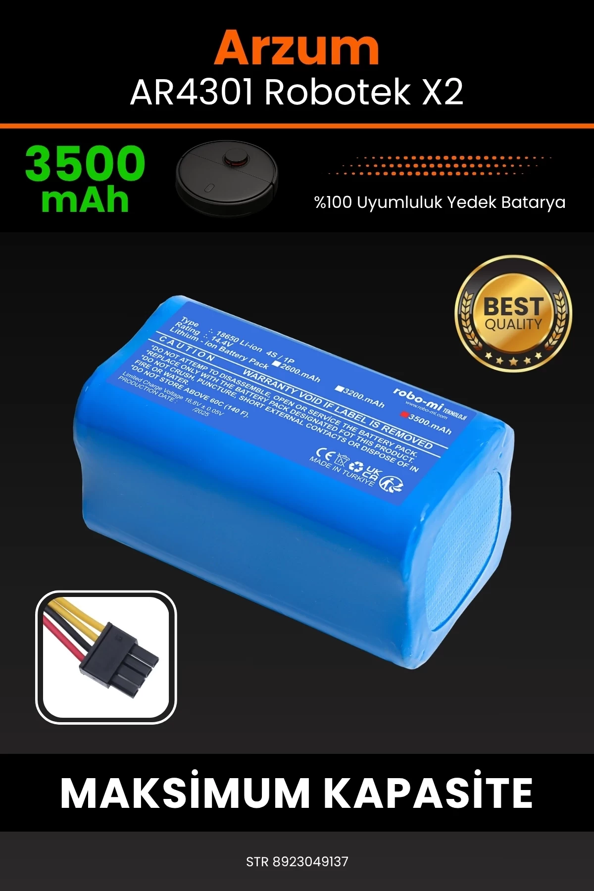 Arzum AR4301 Robotek X2 3500mAh Robot Süpürge Bataryası - Yüksek Yoğunluklu Li-ion Hücre