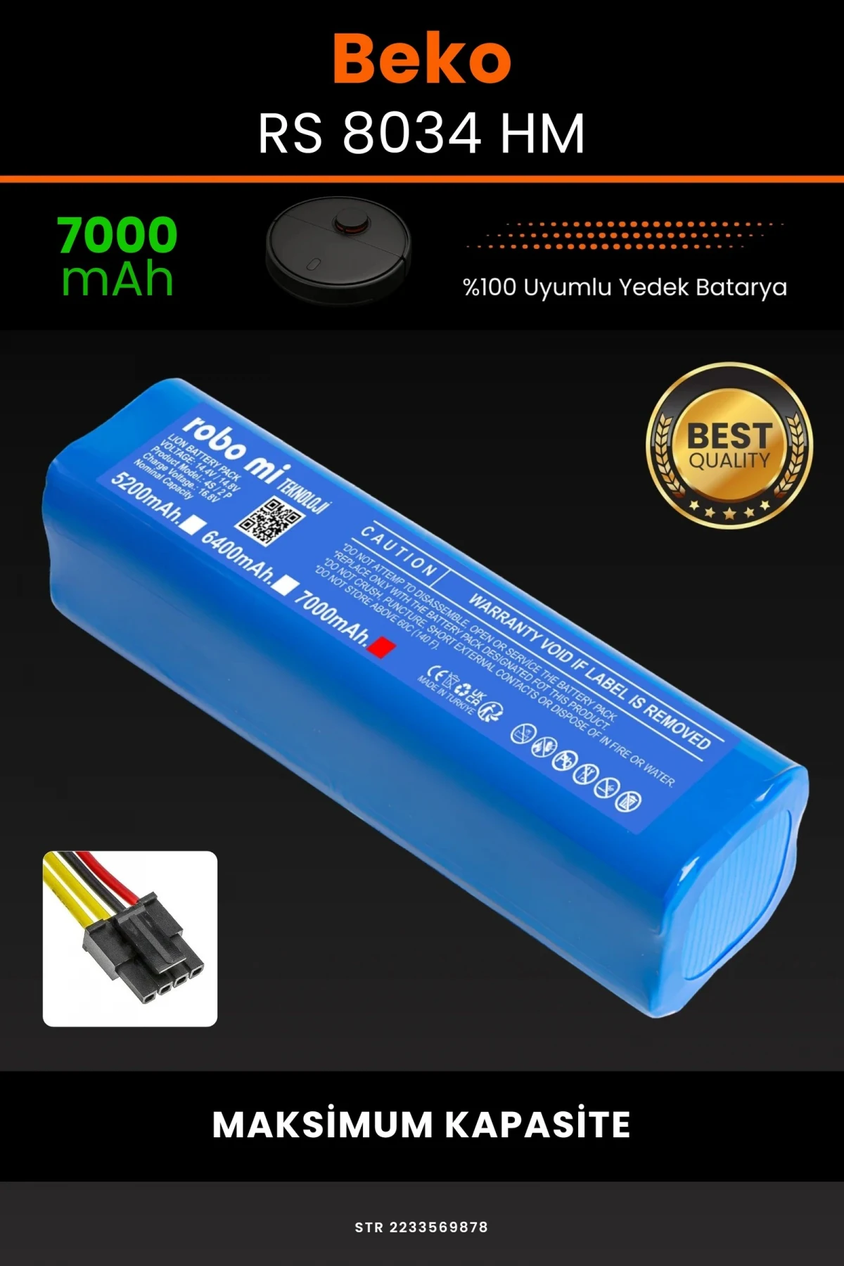 Beko RS 8034 HM 7000mAh Robot Süpürge Bataryası - Gerçek Kapasite, Maksimum Güvenlik