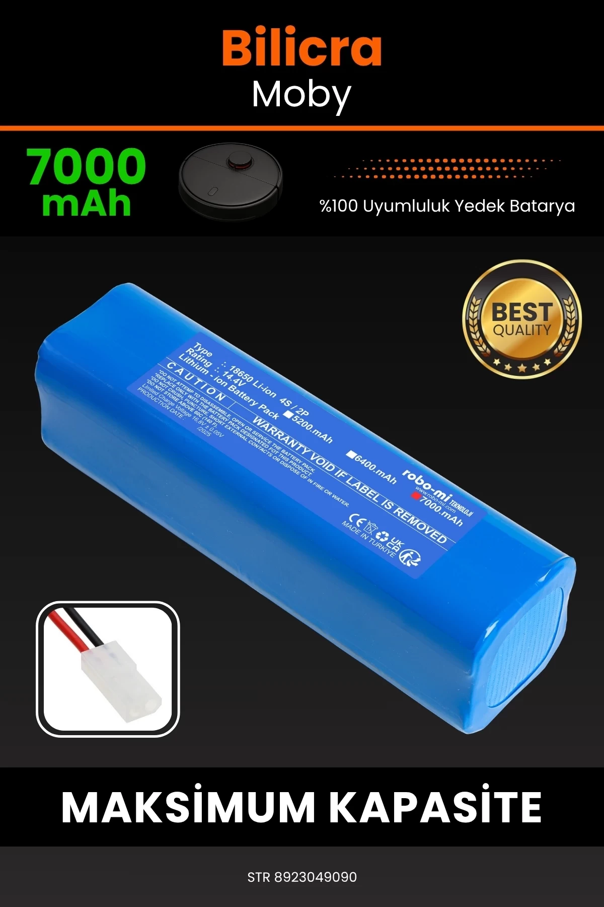 Bilicra Moby 7000mAh Robot Süpürge Bataryası - Yüksek Yoğunluklu Li-ion Hücre