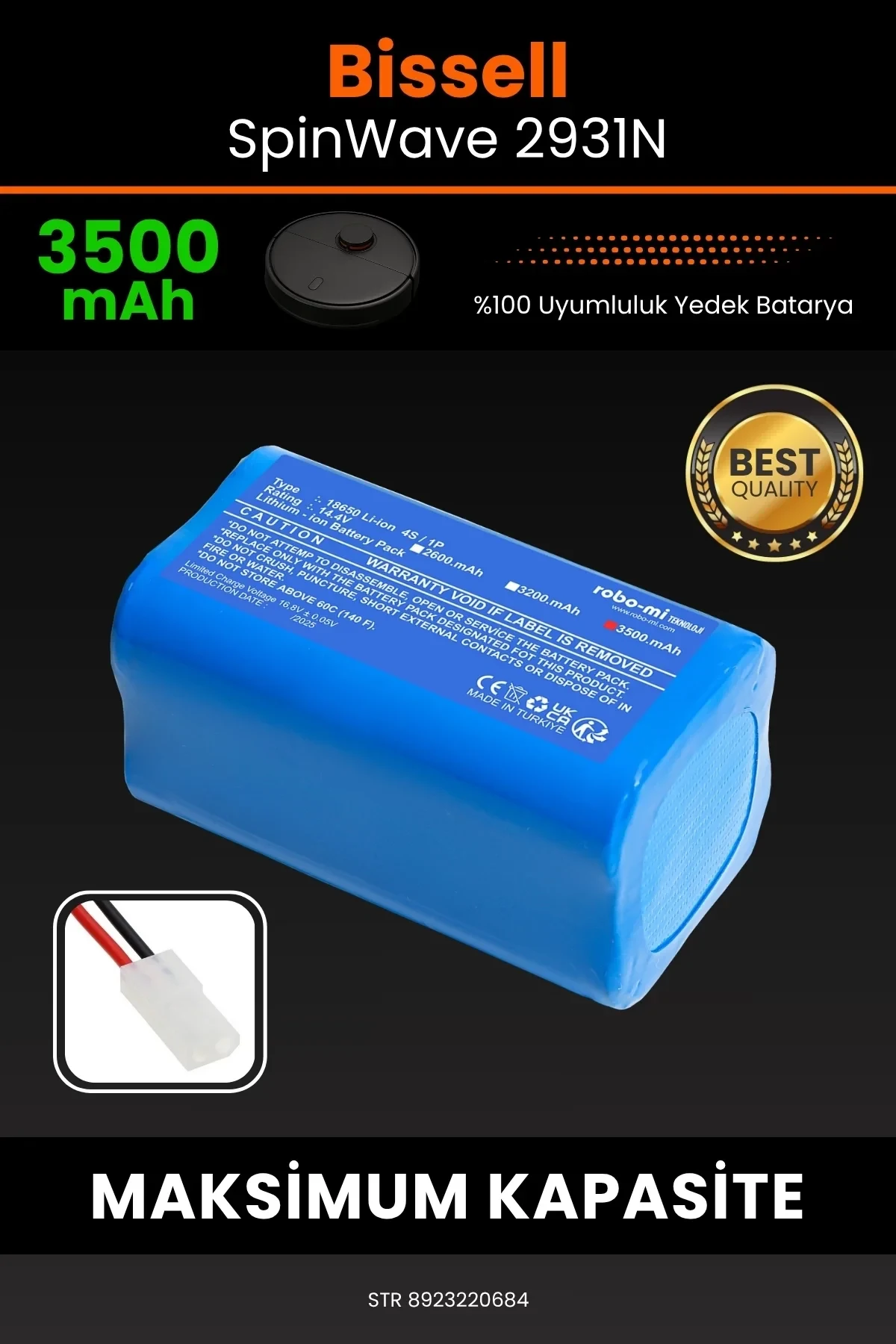 Bissell SpinWave 2931N 3500mAh Robot Süpürge Bataryası - Gerçek Kapasite, Maksimum Güvenlik