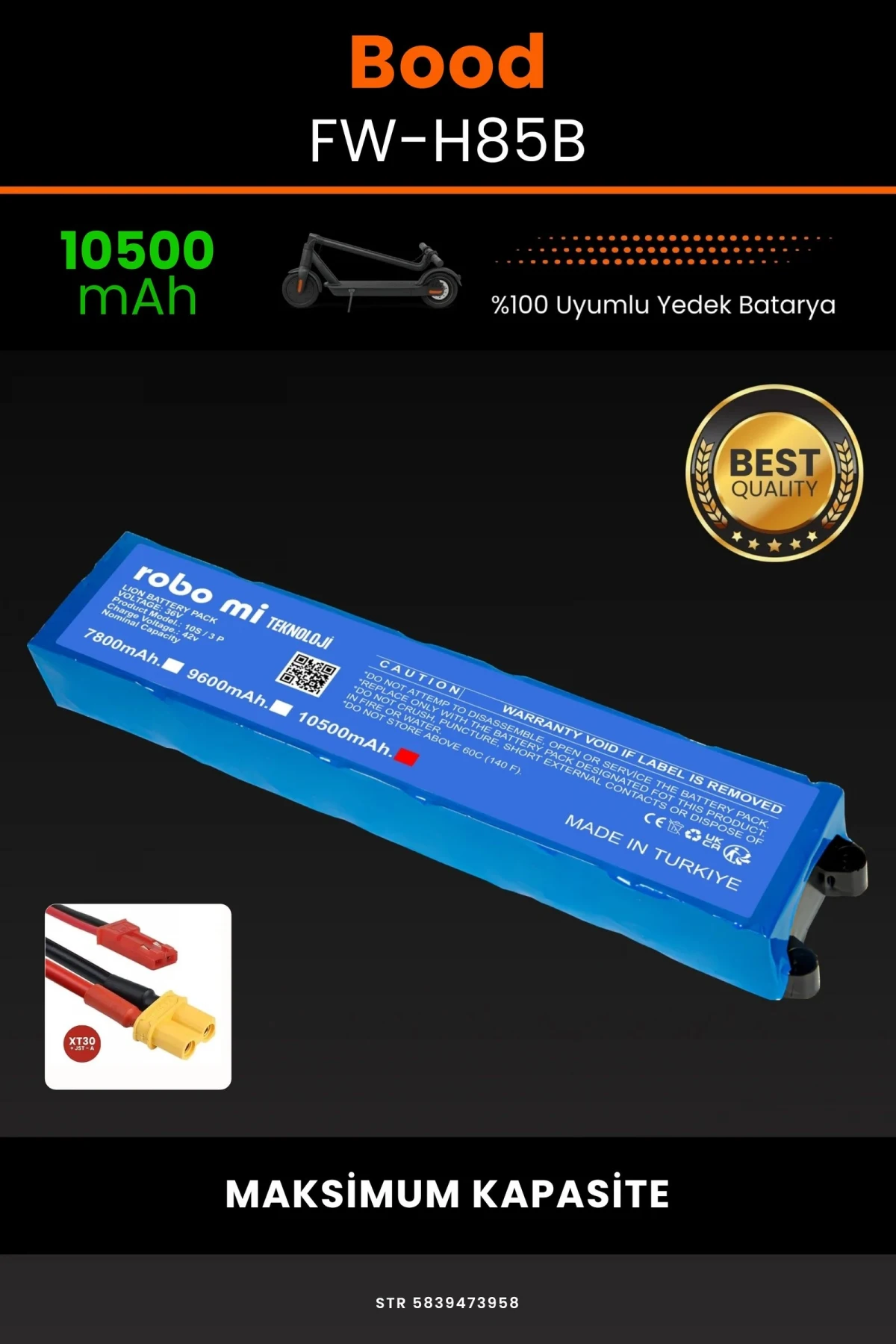 Bood FW-H85B / 36V 10500mAh Elektrikli Scooter Bataryası - Gerçek Kapasite, Maksimum Güvenlik