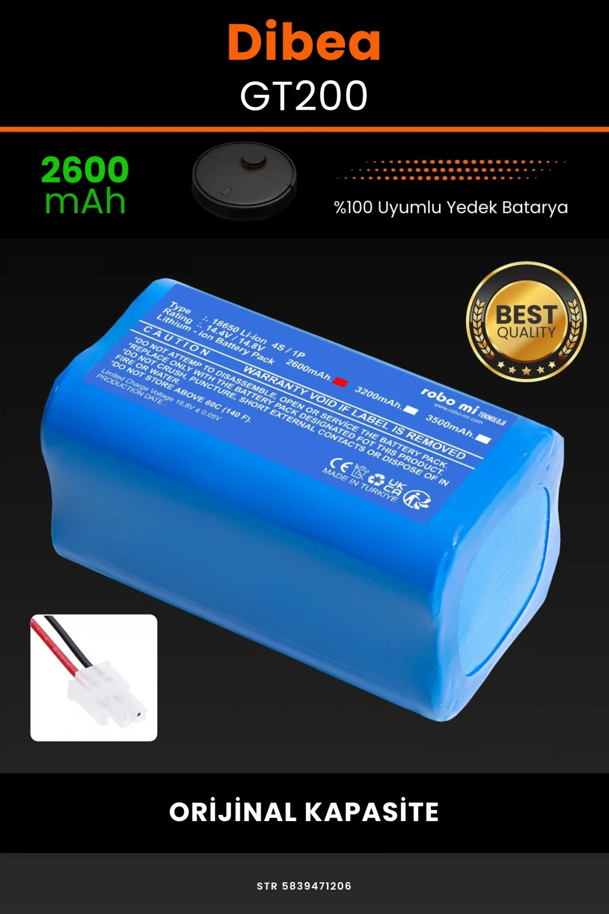 Dibea GT200 2600mAh Robot Süpürge Bataryası - Gerçek Kapasite, Maksimum Güvenlik